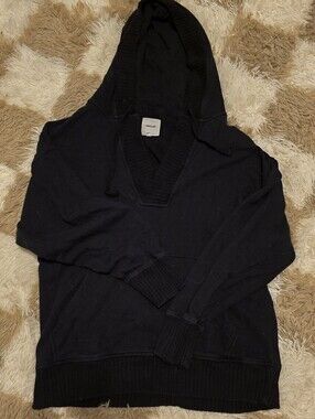 Aerie Black Hooded V-Neck Sweater Hoodie